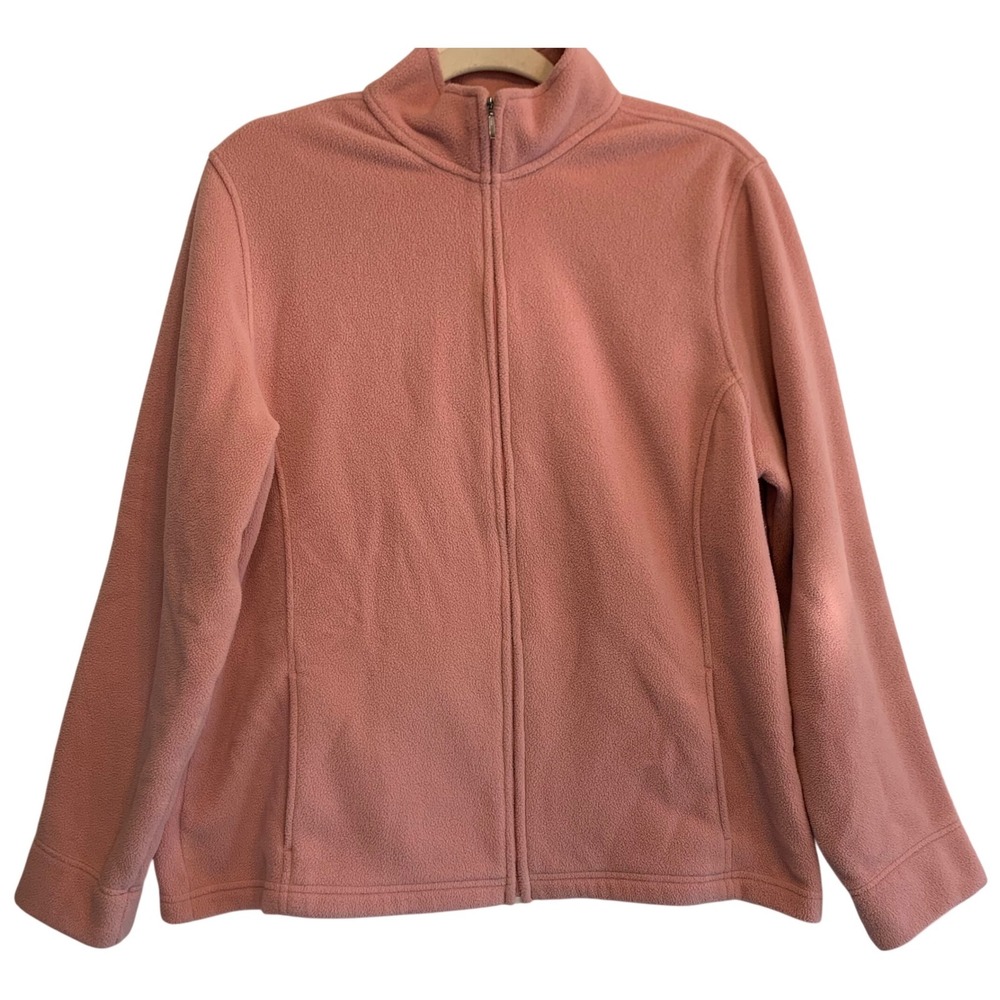 LL Bean Womens XL Gorpcore Normcore Pink Granola Girl Fleece Jacket Full Zip